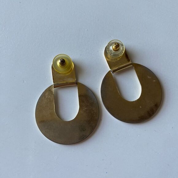 Retro Vintage Elegant Cream and Black Bold Dangly Earrings - Picture 4 of 4